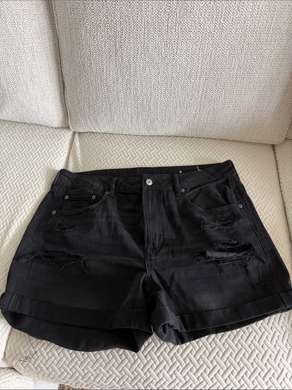 American Eagle Outfitters Black Distressed Jean Shorts